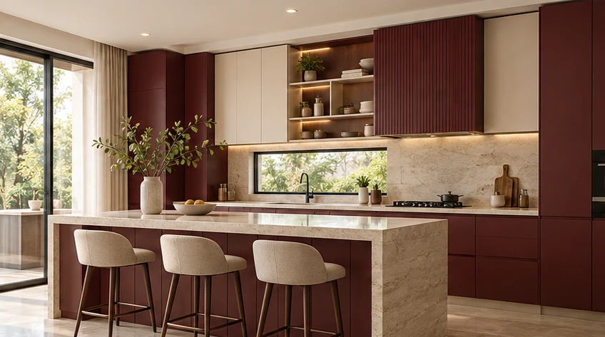 Kitchen with generous island and cabinetry