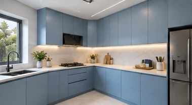 Blue modular kitchen