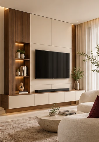 Warm contemporary furniture and living space